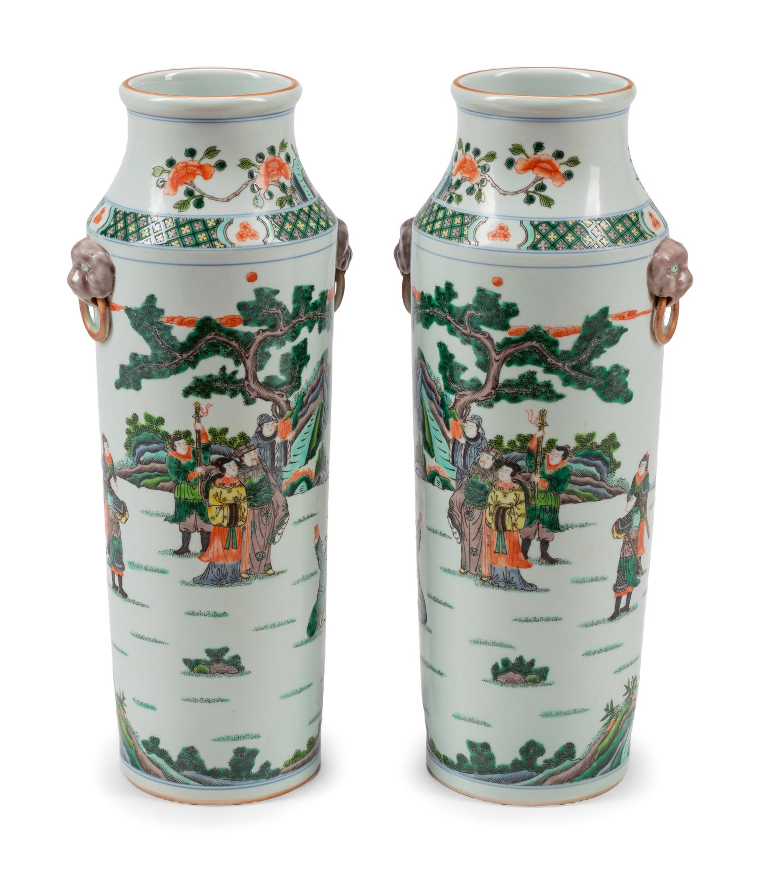 A Pair of Chinese Export Enameled Porcelain Vases