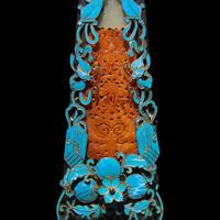 A Chinese Kingfisher Feather, 'Beeswax' Amber and Celadon Jade Ornament, Qing Dynasty — 清 點翠嵌玉蜜蠟珍珠珊瑚流蘇雲肩殘件