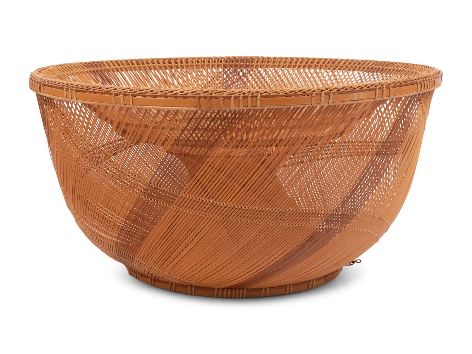 A Large Japanese Ikebana Bamboo Flower Arranging Basket