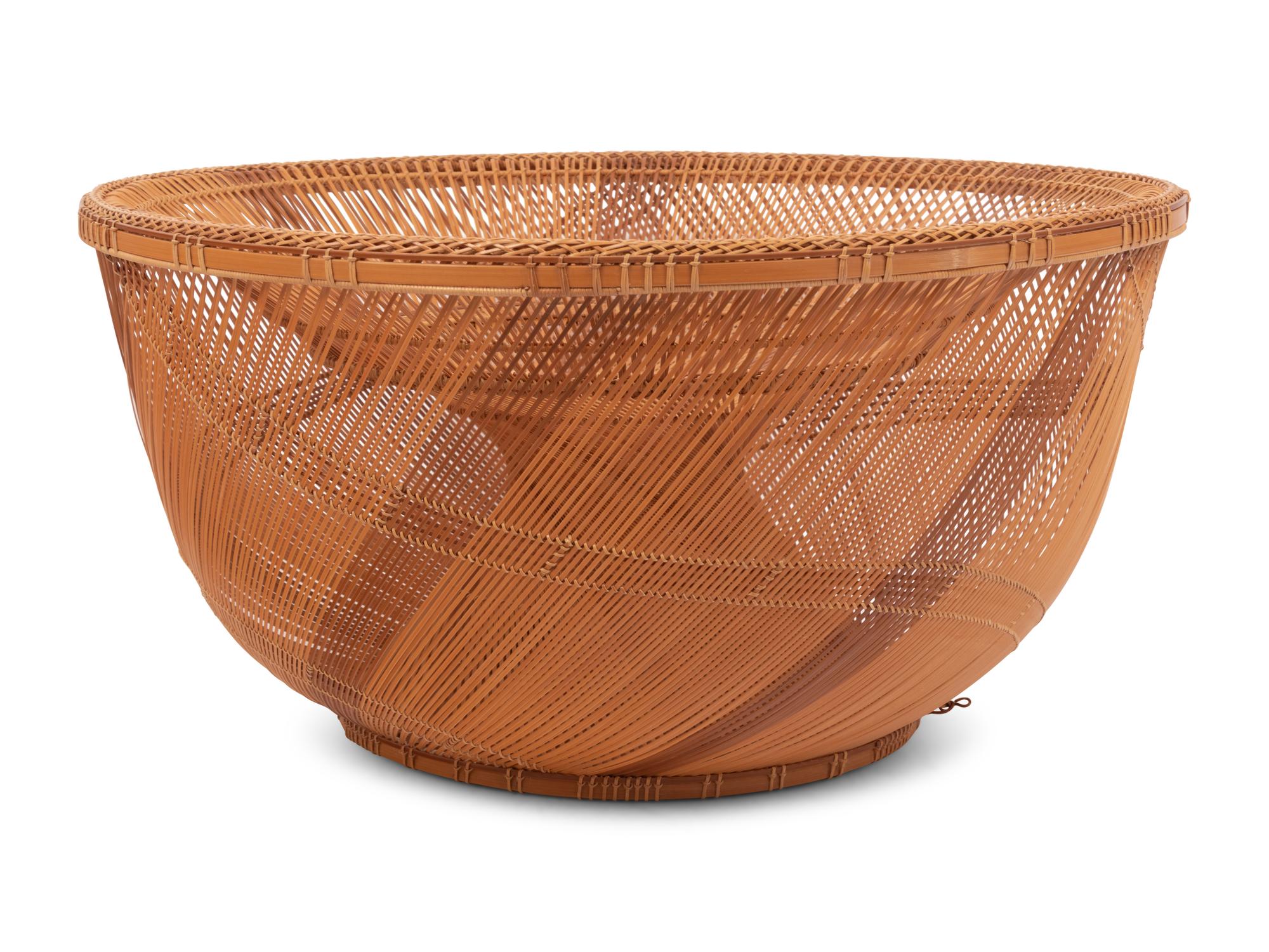 A Large Japanese Ikebana Bamboo Flower Arranging Basket