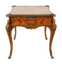 A Louis XV Style Gilt Bronze Mounted Tulipwood Bureau Plat