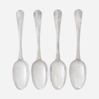 A rare set of four silver tablespoons Adrian Bancker (1703-1772), New York, NY, circa 1740