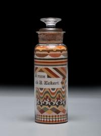 An Andrew Clemens (American, 1857-1894) Labeled Sand Bottle with Percheron Horse