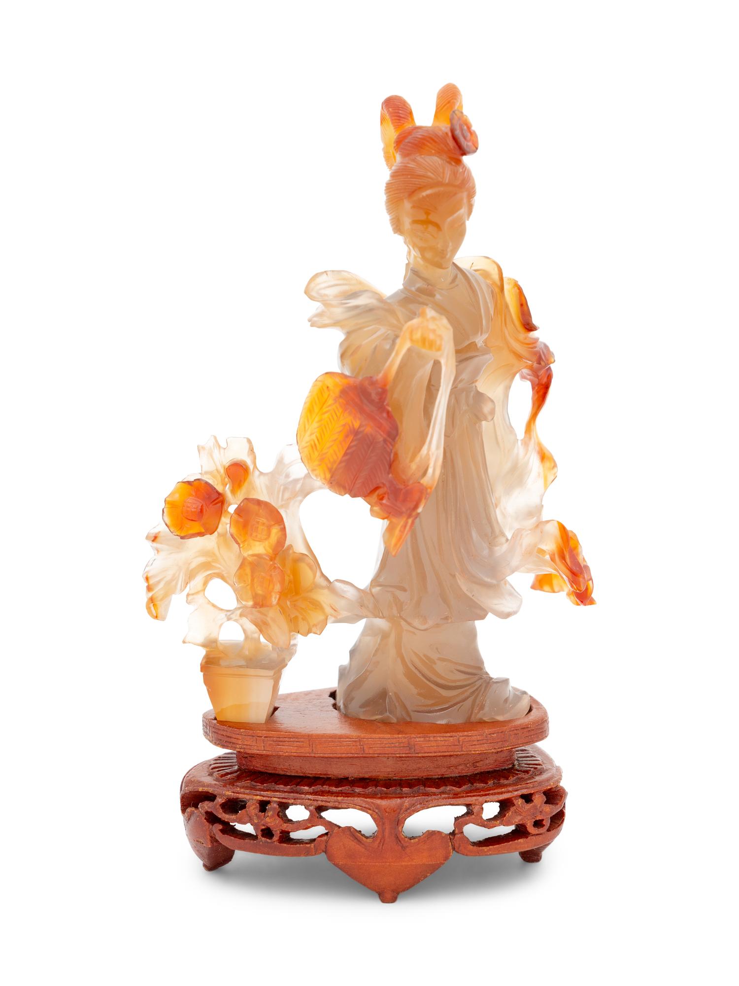 A Chinese Carnelian Agate Figure of a Lady Immortal