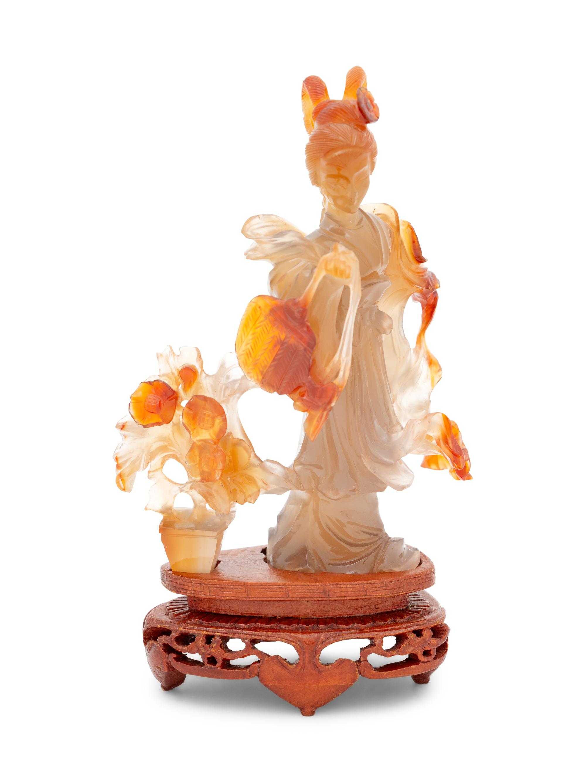 A Chinese Carnelian Agate Figure of a Lady Immortal