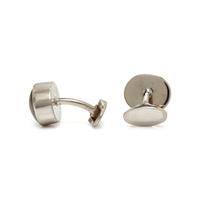 WHITE GOLD AND CAT'S EYE SILLIMANITE CUFFLINKS