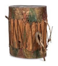 Pueblo Painted Drum, with Beater