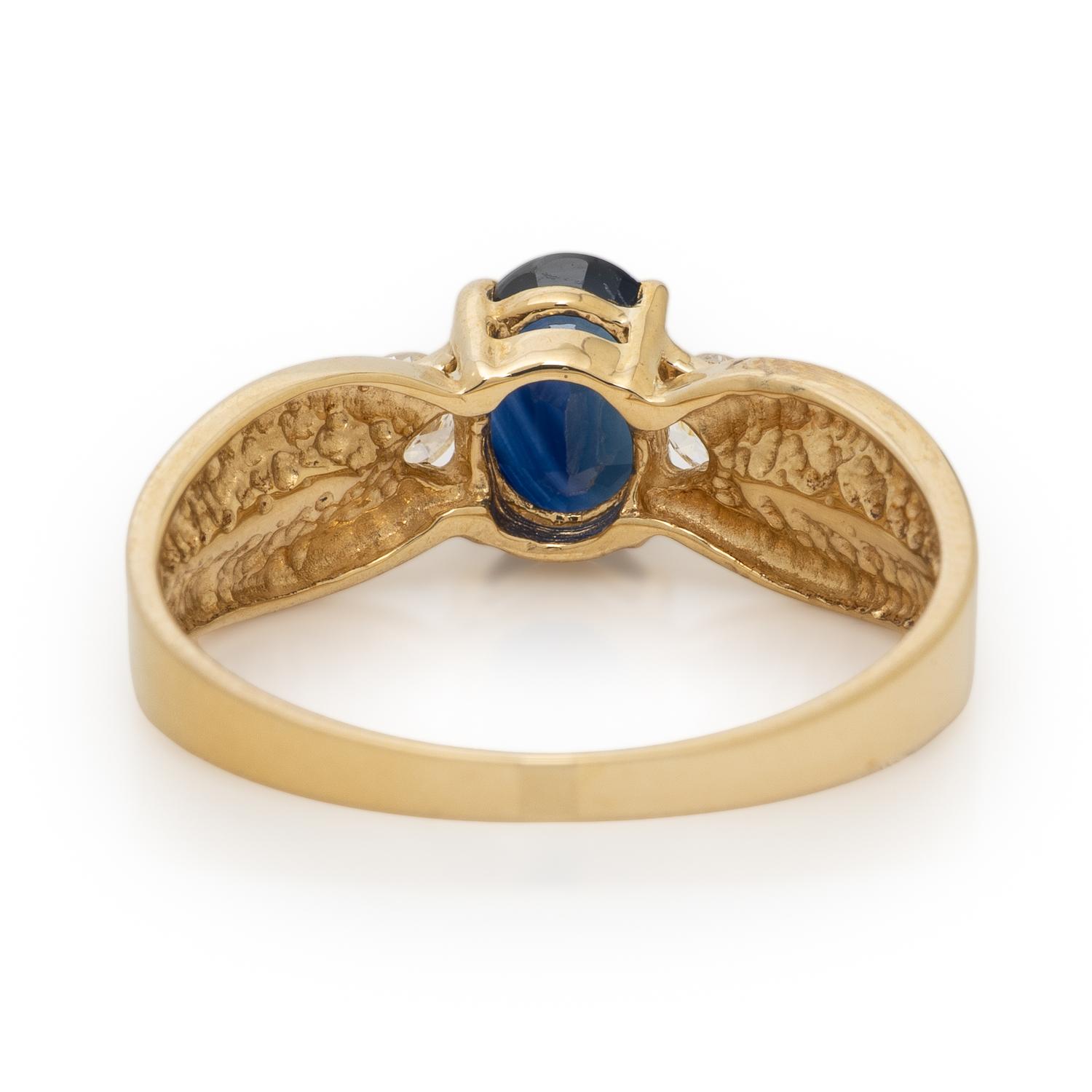 Sapphire, Diamond, and Yellow Gold Ring