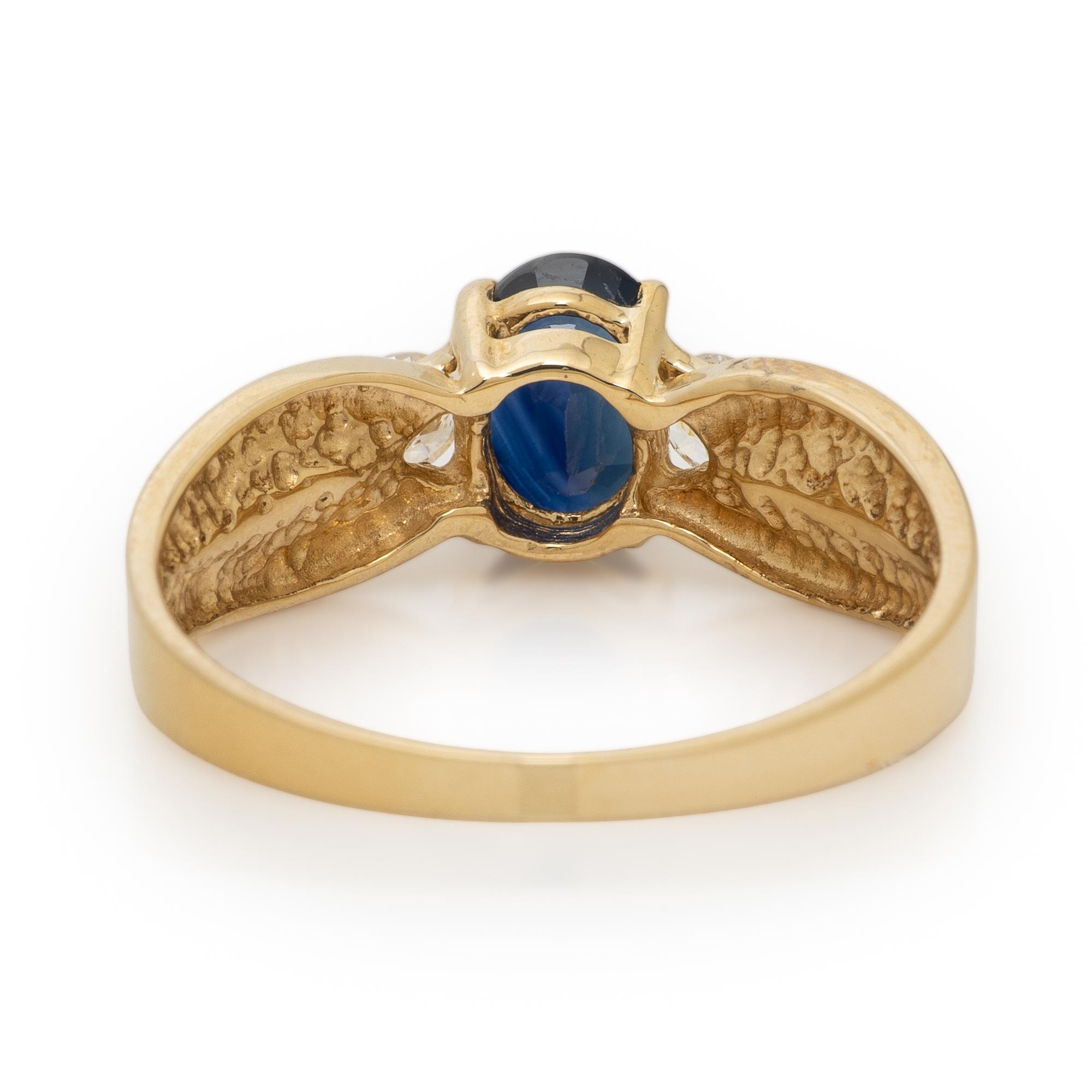 Sapphire, Diamond, and Yellow Gold Ring