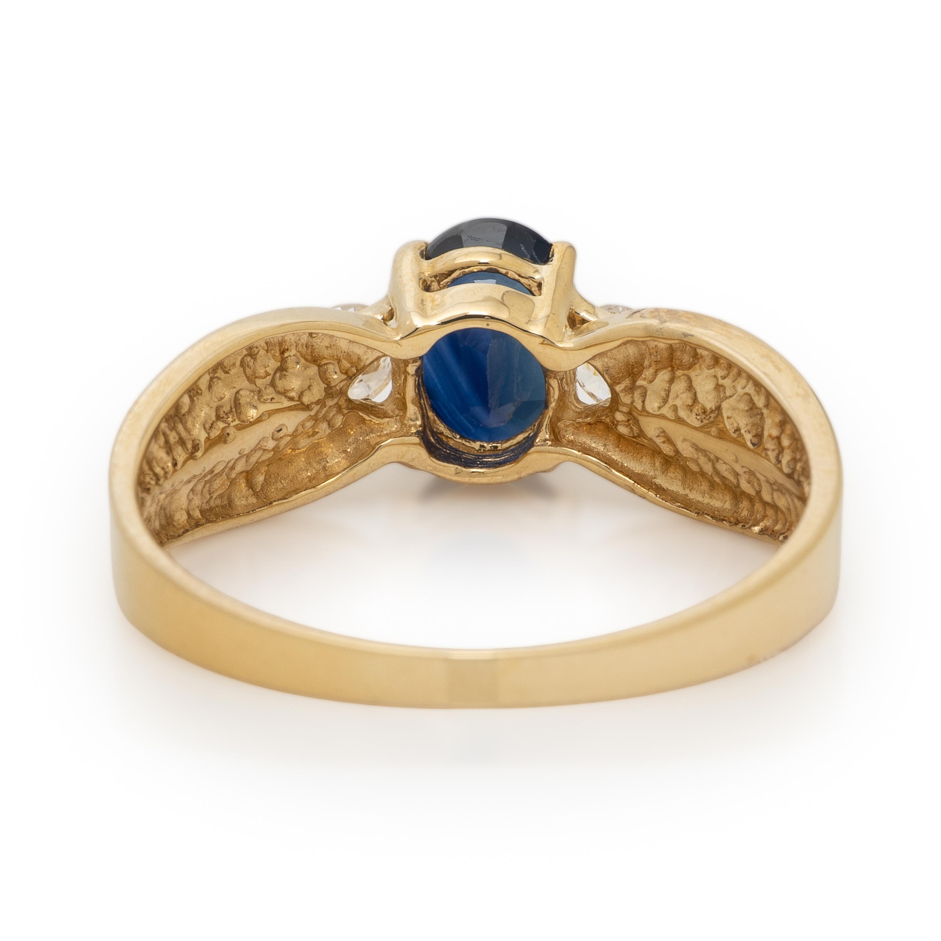 Sapphire, Diamond, and Yellow Gold Ring