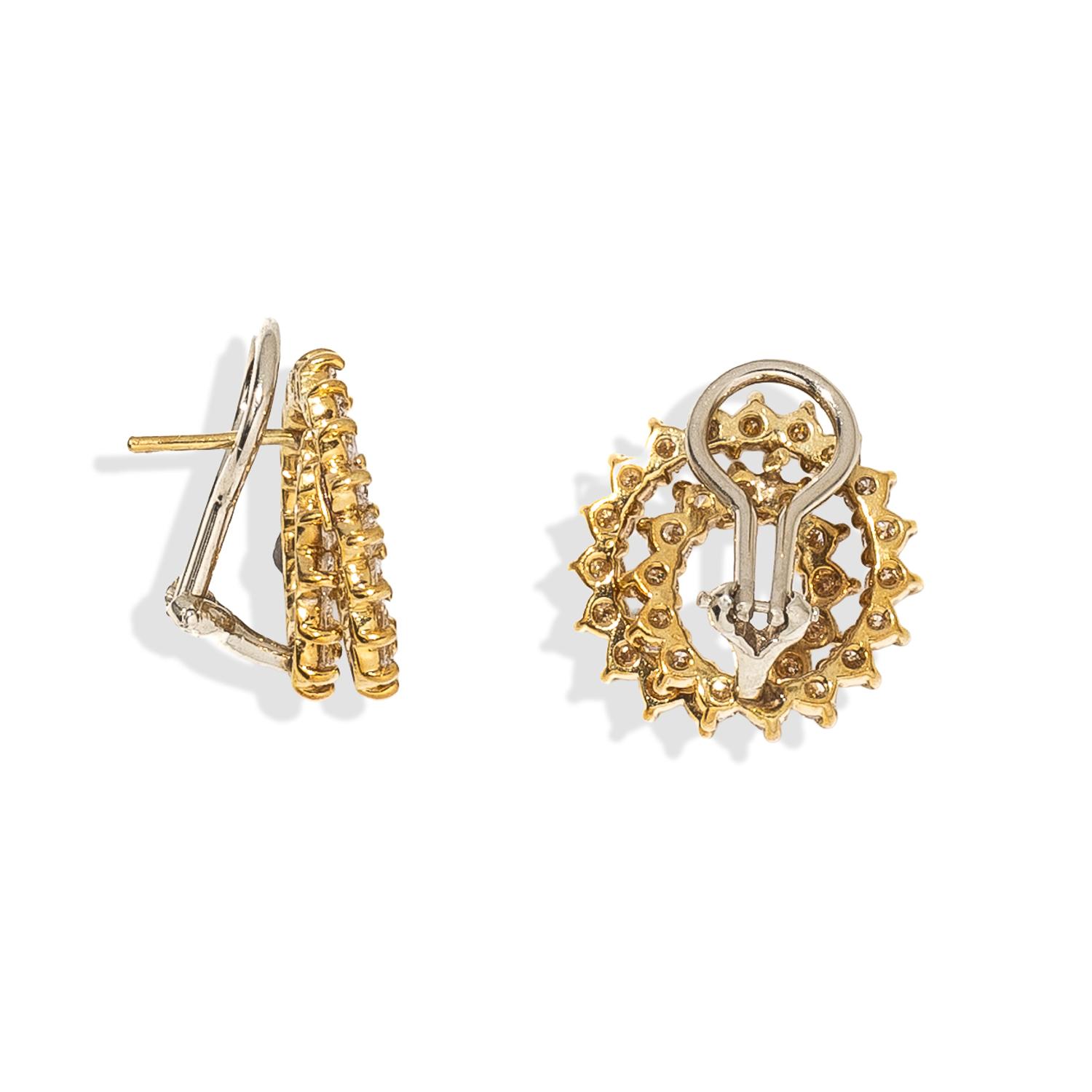 YELLOW GOLD AND DIAMOND SWIRL EARRING