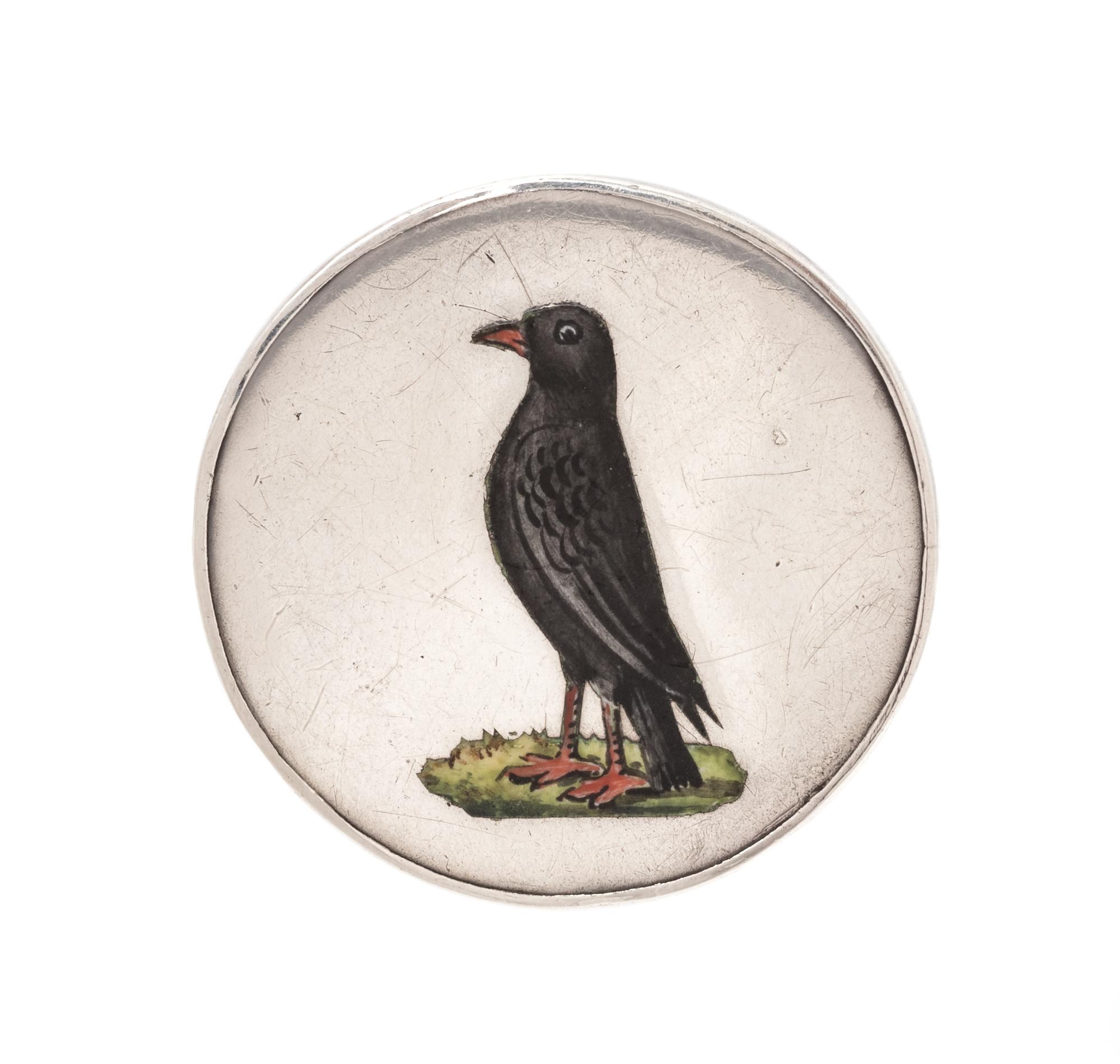 A Victorian Silver and Polychrome Enamel Bird Motif Brooch, 4.45 dwts.