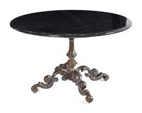 A French Steel and Fossilized Marble Center Table