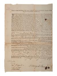 [SLAVERY & ABOLITION]. Partly printed bill of sale for enslaved man Will. [Fairfax County, VA], 5 January 1789.