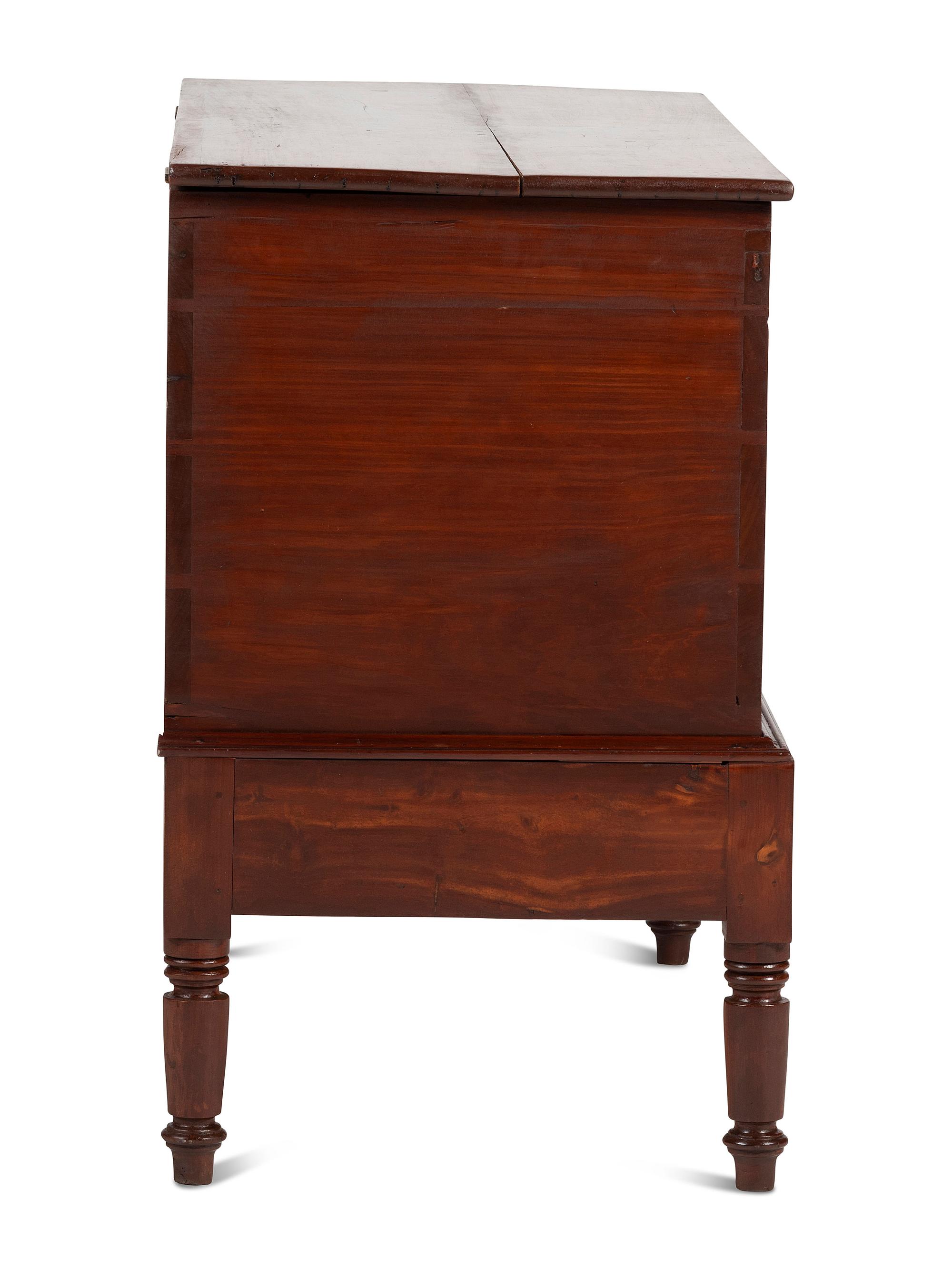 A Late Federal Bermuda Cedar Two-Drawer Blanket Chest on Frame