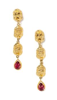 A Pair of Gianni Versace Theater Mask Drop Earclips, 4.75"- .75".