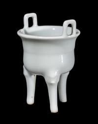 A Miniature Chinese White Glazed Porcelain Ding Vessel