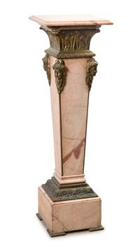A Neoclassical Gilt Bronze Mounted Marble Pedestal, Height 41 3/4 inches.