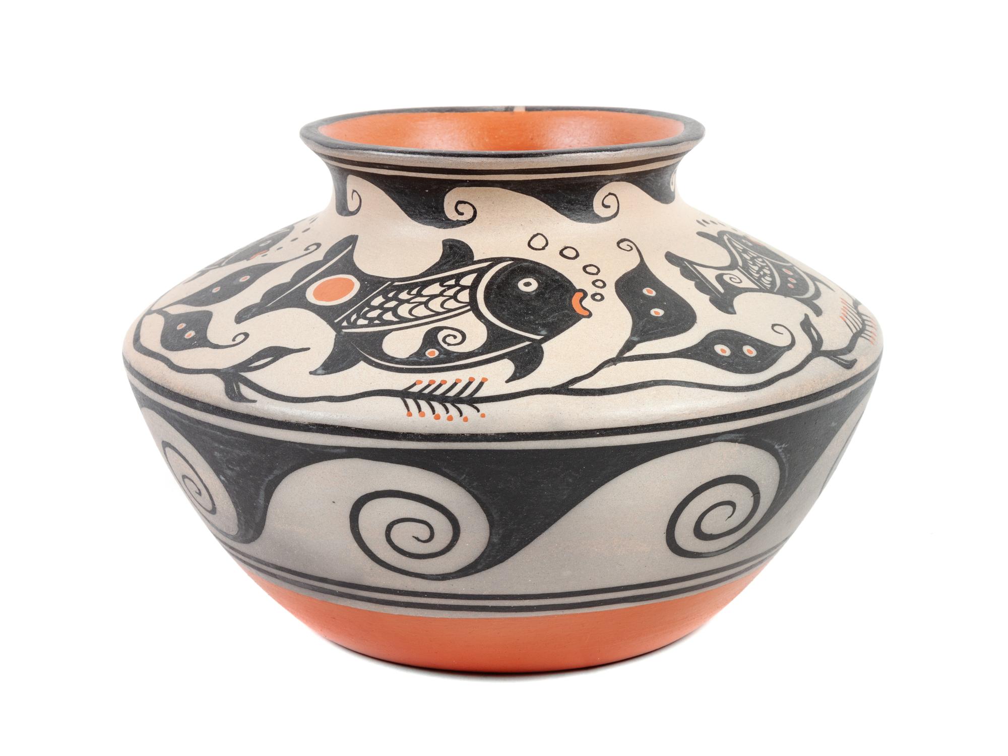 Polychrome Pottery Jar, with Underwater Scene