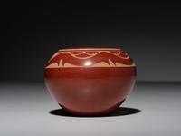 Redware Pottery Jar, with Turquoise and Heishi
