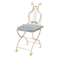 A Set of Six Neoclassical Style Cream-Painted and Parcel Gilt Garden Chairs