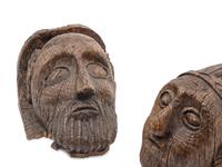 A Pair of Scottish Gothic Carved Oak Heads