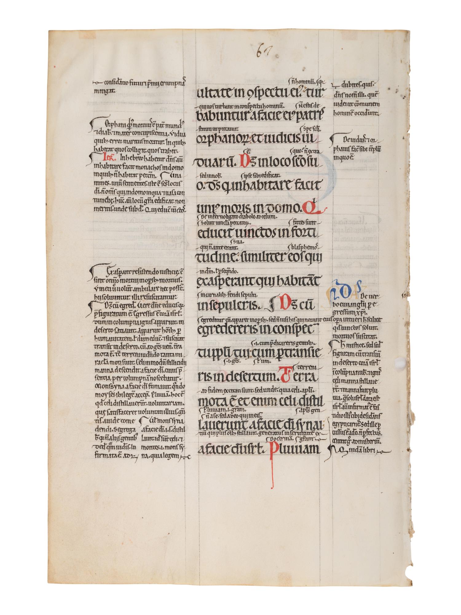 Leaf from a Glossed Psalter, in Latin, illuminated manuscript on parchment [Northern France, c. 1175-1200]