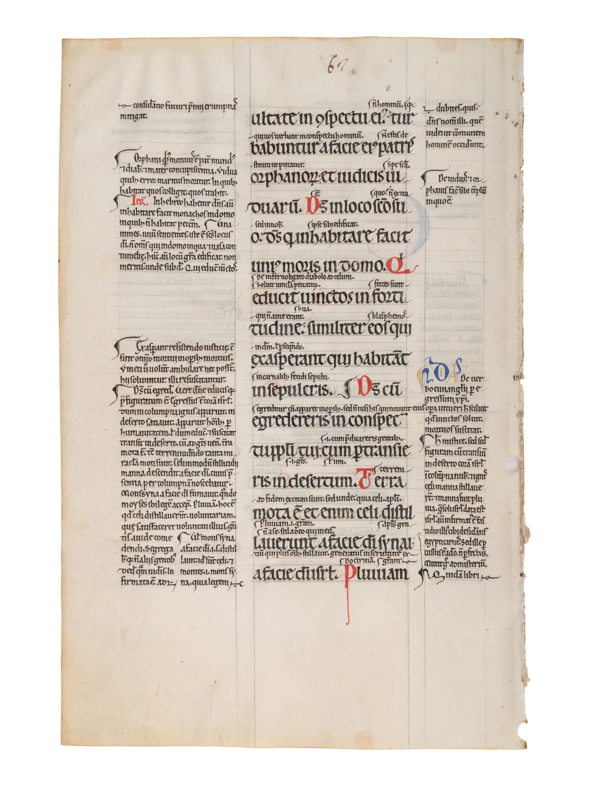 Leaf from a Glossed Psalter, in Latin, illuminated manuscript on parchment [Northern France, c. 1175-1200]