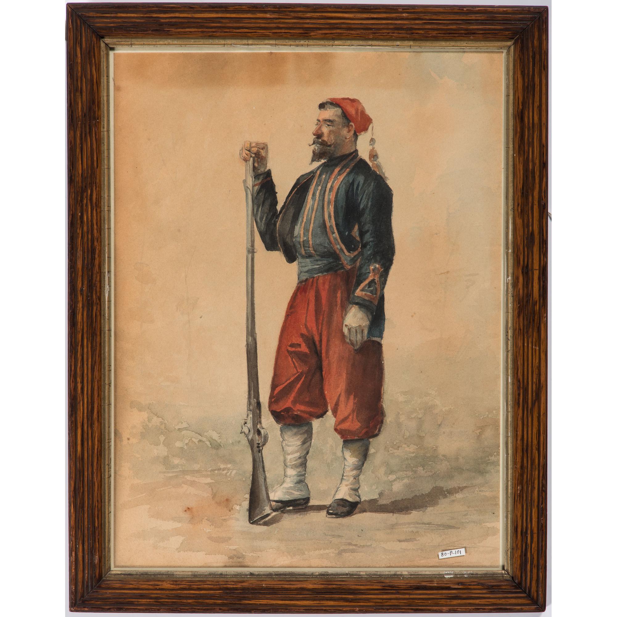 Norval H. Busey, Watercolor of a Standing Zouave