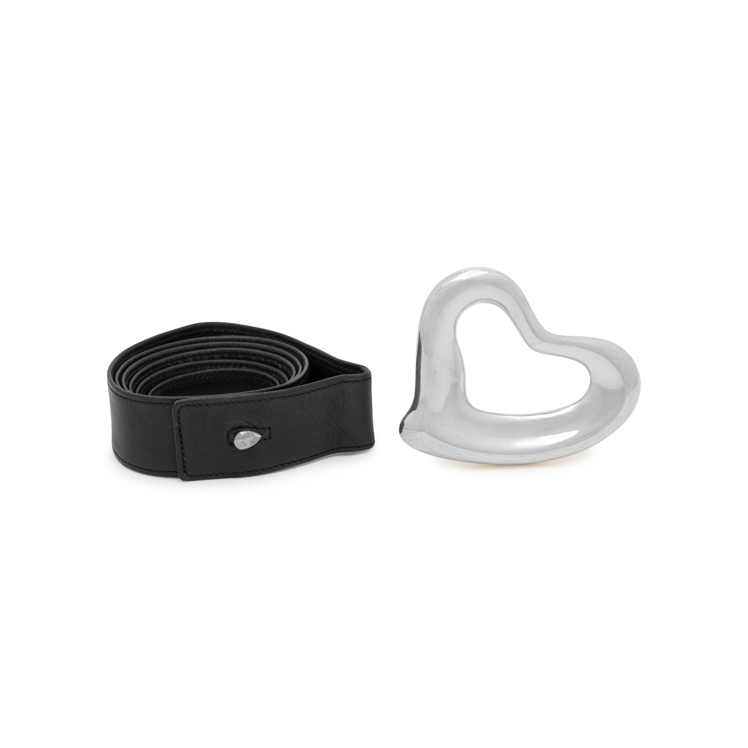 Elsa Peretti, Tiffany & Co., Open Heart Buckle & Black Leather Belt