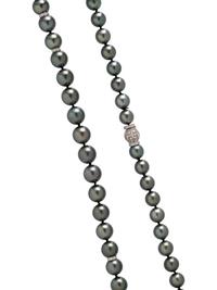 TAHITIAN CULTURED PEARL AND DIAMOND NECKLACE