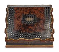 A French Mother-of-Pearl and Brass Inlaid Amboyna Letter Box