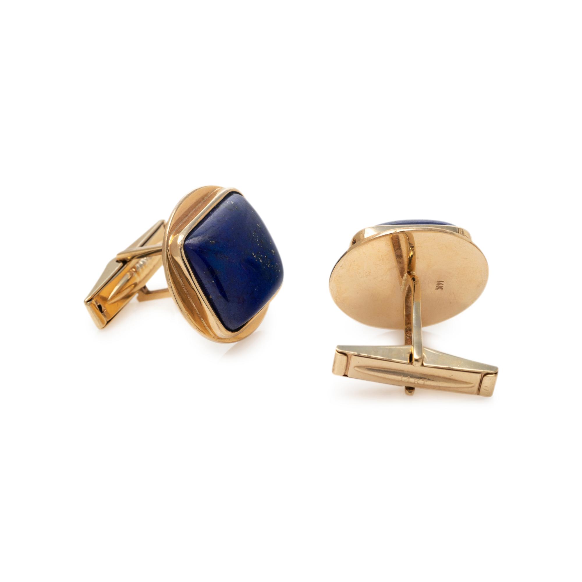 YELLOW GOLD AND LAPIS LAZULI CUFFLINKS