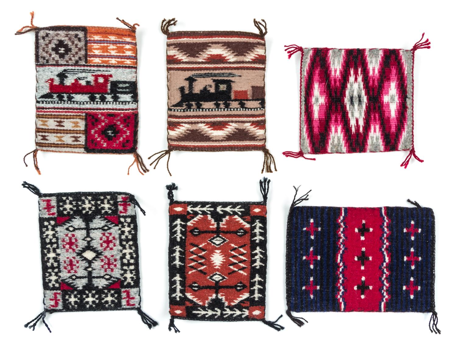 Six Navajo Wool Rugs Largest 5 x 3 1/2 inches. — Louise Bia Yazzie