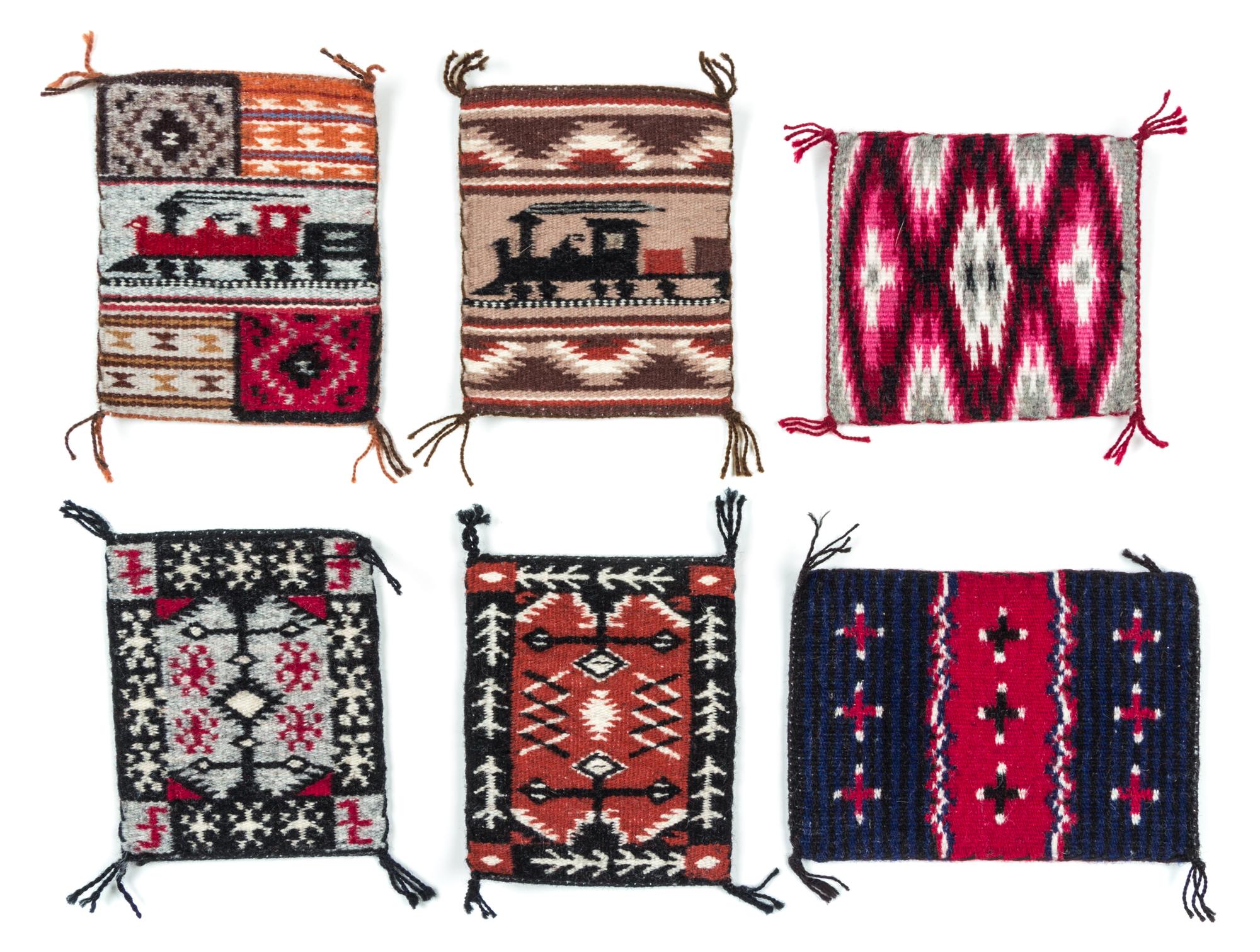 Six Navajo Wool Rugs Largest 5 x 3 1/2 inches. — Louise Bia Yazzie