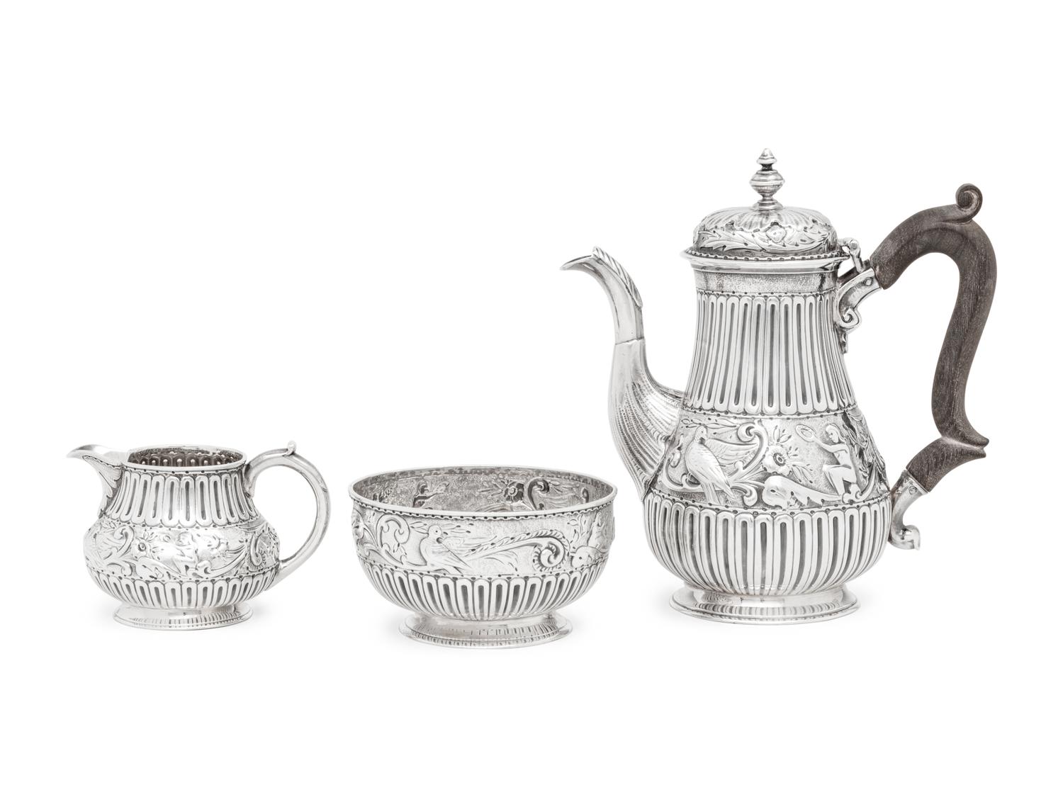 A Diminutive Victorian Silver Tea Set
