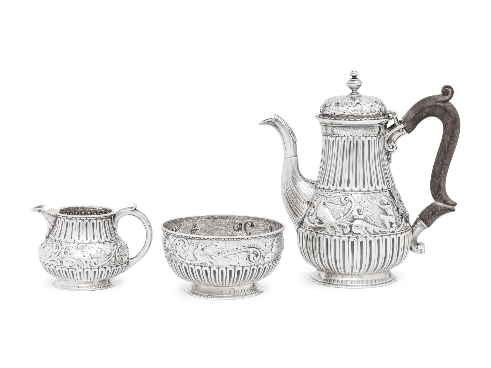 A Diminutive Victorian Silver Tea Set