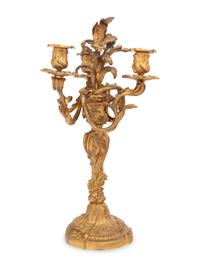 A Louis XV Style Gilt Bronze Three-Light Candelabrum