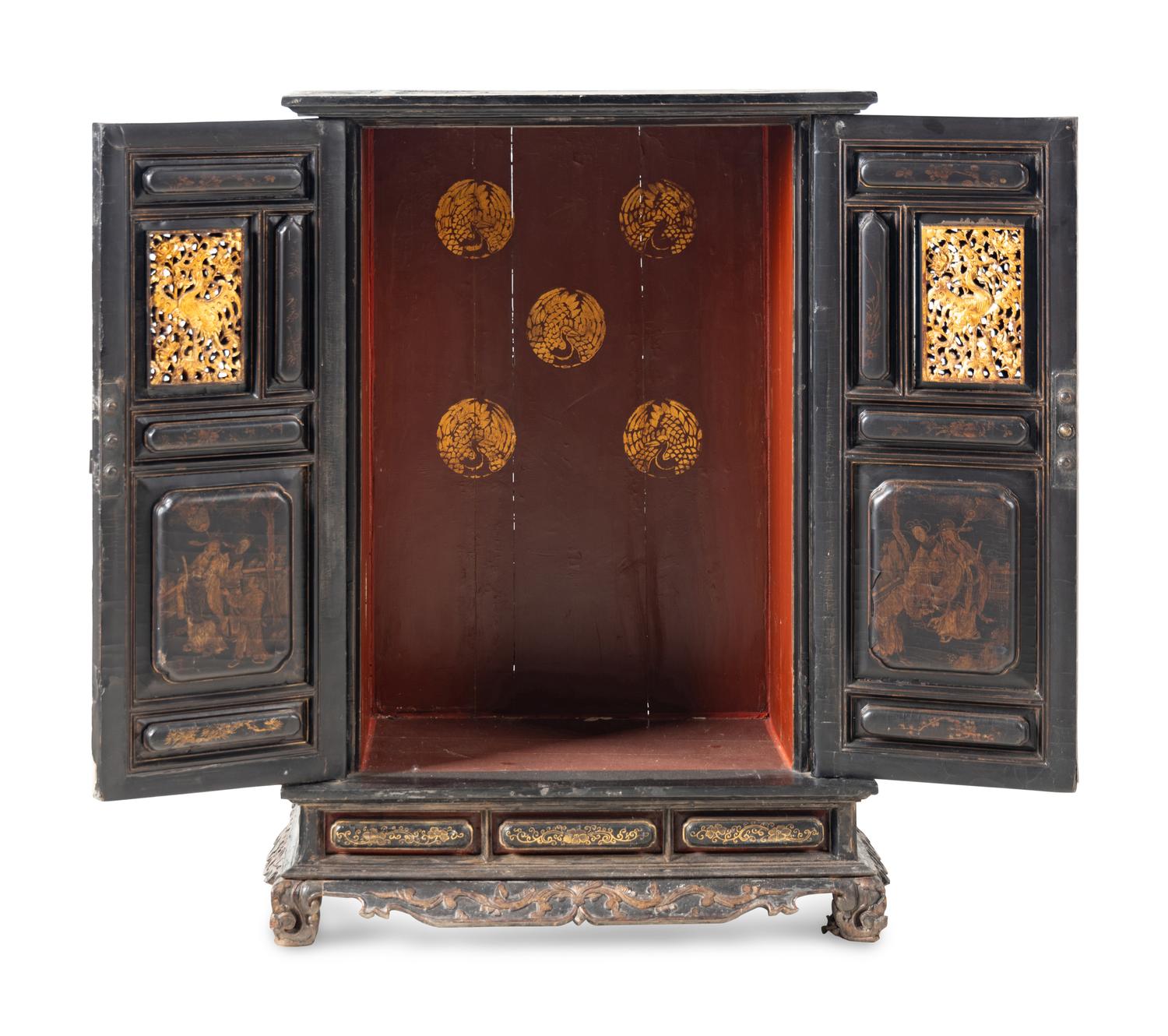 A Large Japanese Lacquered Wood Shrine
