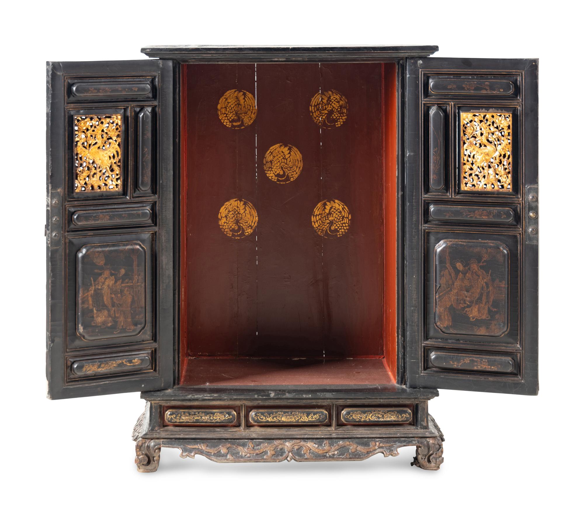 A Large Japanese Lacquered Wood Shrine