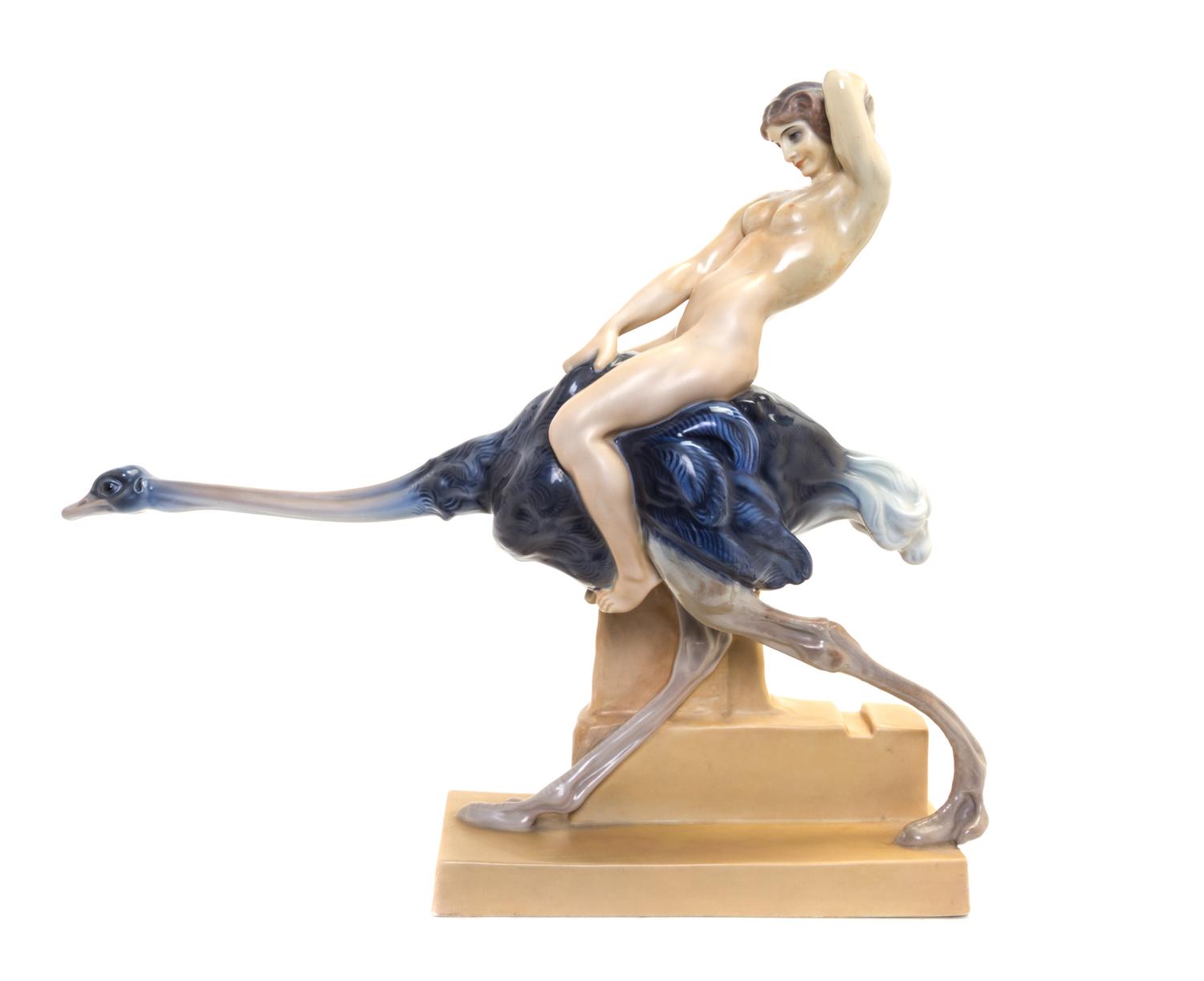 A Rosenthal Porcelain Figural Group Height 18 inches. — DESIGNED BY FERDINAND LIEBERMANN