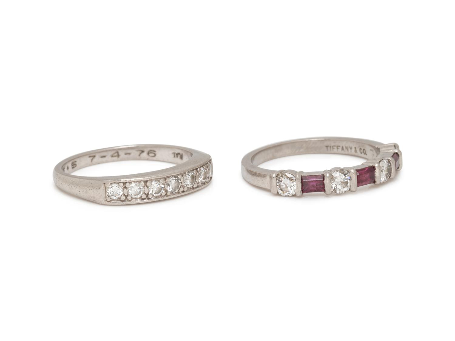 TIFFANY & CO., RUBY AND DIAMOND RING AND DIAMOND RING