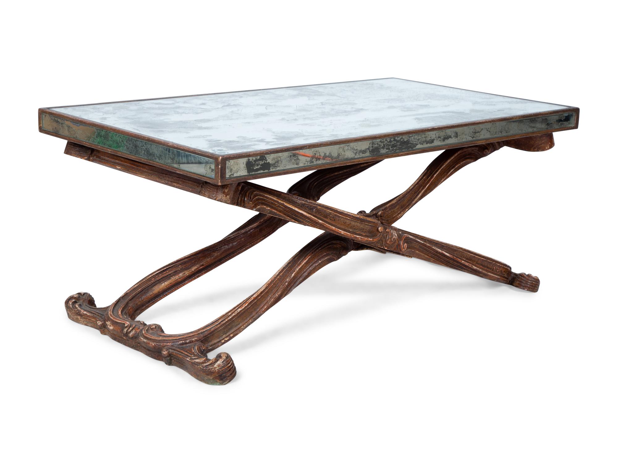 A Venetian Style Painted and Mirror-Veneered Low Table — 20TH CENTURY