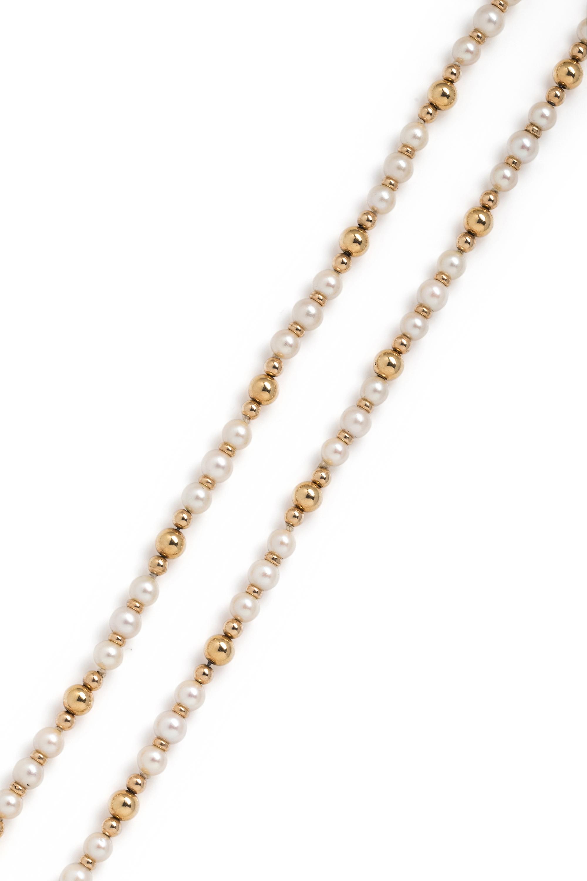 YELLOW GOLD AND CULTURED PEARL NECKLACE