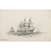 The "Brooklyn," Pen and Ink Sketch by Xanthus Smith