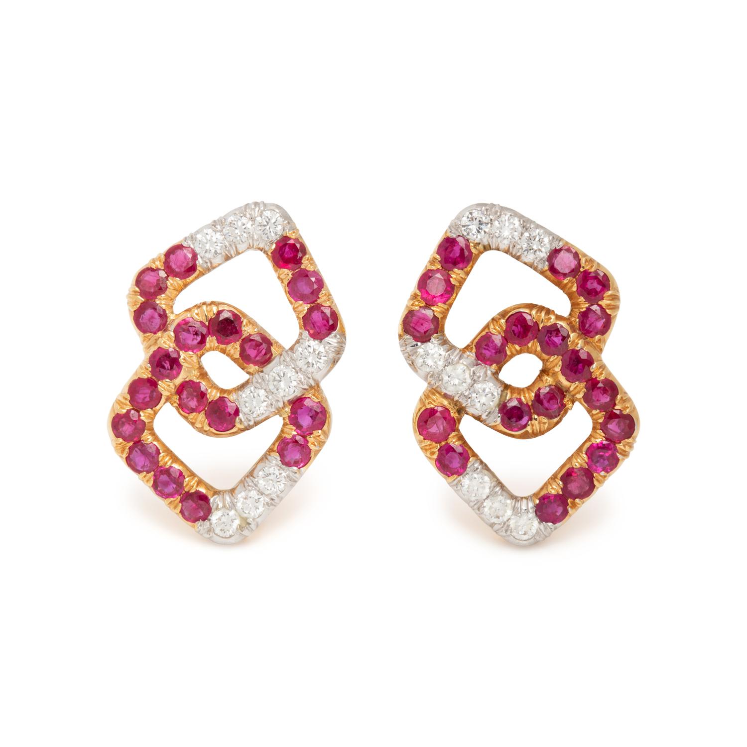 RUBY AND DIAMOND EARCLIPS
