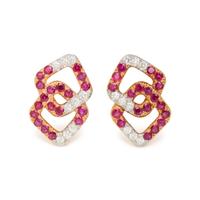 RUBY AND DIAMOND EARCLIPS