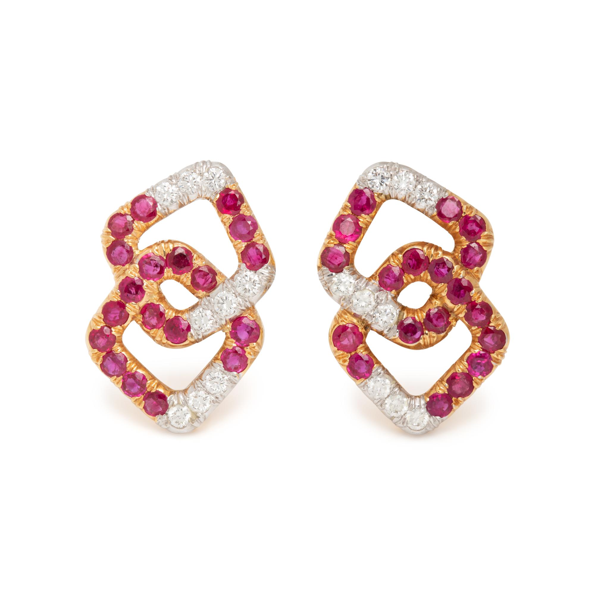 RUBY AND DIAMOND EARCLIPS