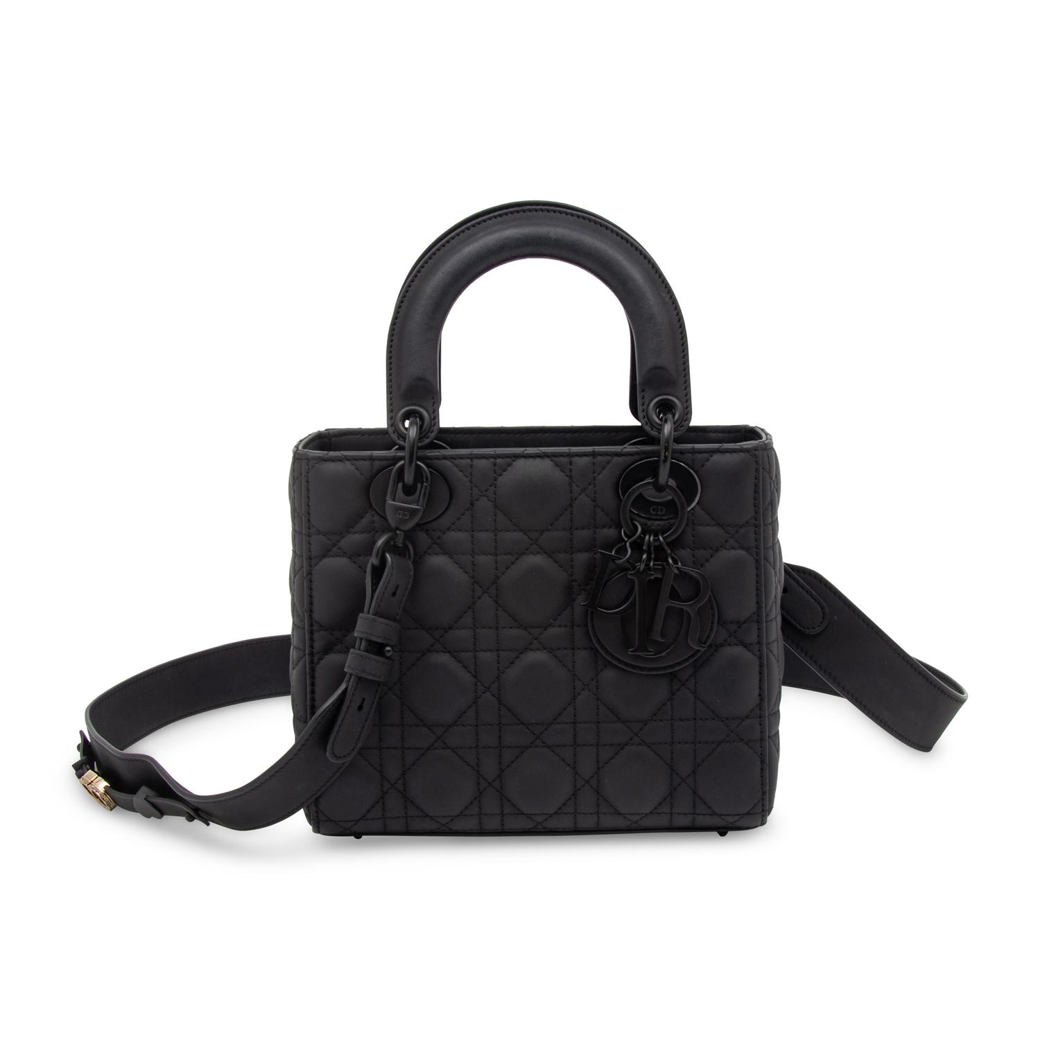 CHRISTIAN DIOR, MATTE ALL-BLACK SMALL LADY DIOR