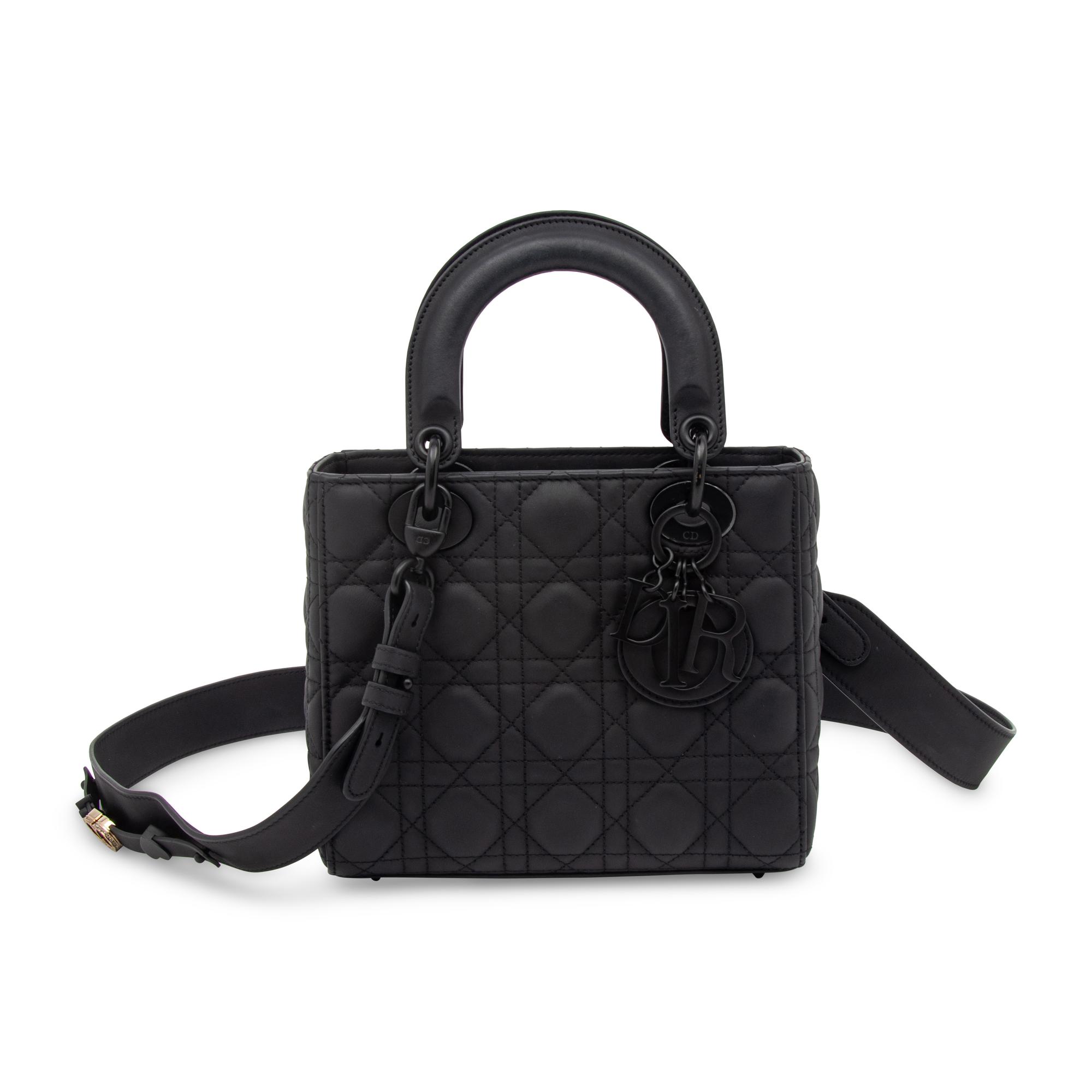 CHRISTIAN DIOR, MATTE ALL-BLACK SMALL LADY DIOR